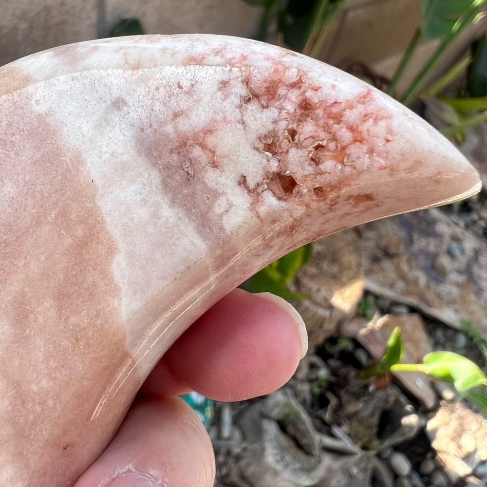 Pink Amethyst Druzy Small Moon - Picture 4 of 10